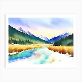 The Frozen River: A Winter Scene 4 Art Print