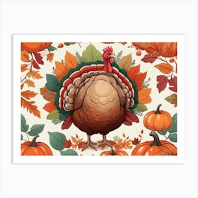 Default A Joyfully Festive Thanksgiving Illustration Featuring 1 (2) Art Print