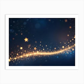 A Dark Blue Background With A Shimmering Trail Of Golden Stars Art Print