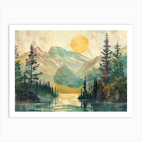 Landscape Retro Illustration 1 Art Print