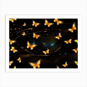 Golden Butterflies 17 Art Print