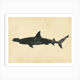 Hammerhead Shark Grey Silhouette 2 Art Print