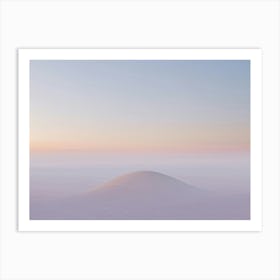 A Minimalistic Scene In The Muted Tones Of Dawn Soft Light Gradually Piercing The Serene Landscape Art Print