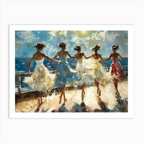 Girls Dancing On Boardwalk Art Print