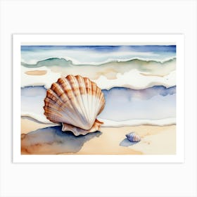 Seashell on the beach, watercolor painting 21 Art Print