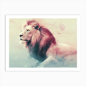 Lion Animal Abstract In Pastel Colors 2 Art Print