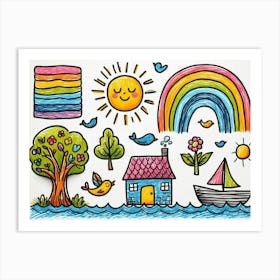 Rainbows And Houses Art Print