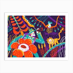 Jungle Explorer Adventure with Animals Art Print