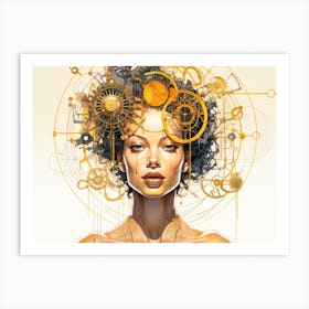 Abstract Illustration Of A Woman And The Cosmos 4 Art Print