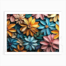 Floral Pattern with Colorful Flowers Art Print