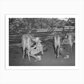 Mr And Mrs Caudill Milking, They Have Six Cows, Two Calves, And Have Milk For Their Own Use And Sell Cream To The Art Print