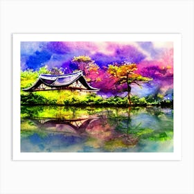 A Village With Thatched Roofs Art Print