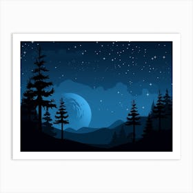 Night Sky With Trees Art Print Art Print