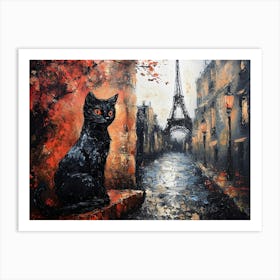 Black Cat In Paris 5 Art Print