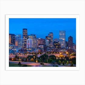 Denver Skyline At Dusk Art Print