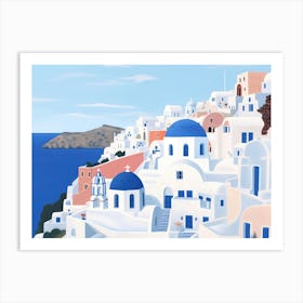 Santorini Landscape Watercolour Art Print