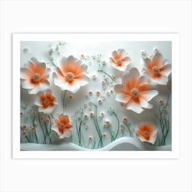 A Classic 3d Artwork Illustration Of Beautiful Flowers Art Print