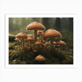 Mushrooms In The Forest Art Print