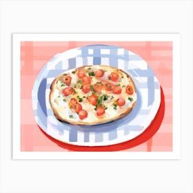 A Plate Of Bruschetta, Top View Food Illustration, Landscape 3 Art Print