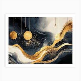 Gold And Black Abstract Painting 1 Art Print