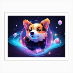 Corgi In Space 12 Art Print