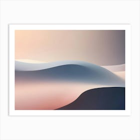 Abstract Background With Undulating, 3d Shapes In Shades Of Peach, Blue, And Gray Art Print