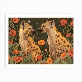 Floral Animal Illustration Hyena 3 Art Print