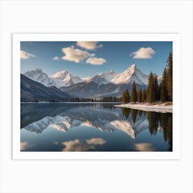 Default Depict The Serene Beauty Of A Tranquil Lake Reflecting Art Print