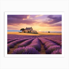 Lavender Field At Sunset Paintings Art Print Art Print