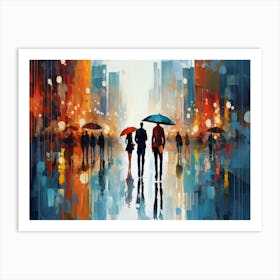 People In The Rain 1 Art Print