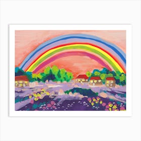 Countryside Rainbow On Orange Art Print