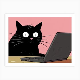 Cat On A Laptop Art Print