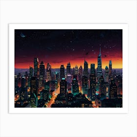 Cityscape At Night 3 Art Print