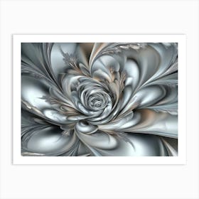 3d Designation Abstract Fractal Fantastic Flower Silk Gray Background Art Print