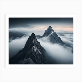 The Tops Of Mountains Are Obscured By Clouds Art Print