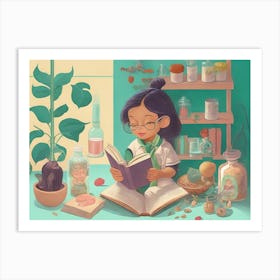 Girl Reading A Book Art Print