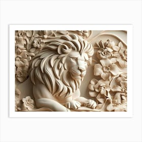 Elegant Lion 3d Relief Exquisite 1 Art Print