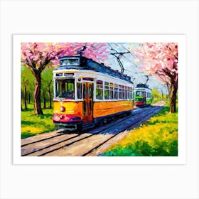 Cherry Blossom Tram Art Print