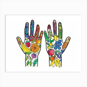 Hands With Fruits And Vegetables Art Print