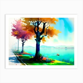 Autumn Trees By The Lake 7 Art Print