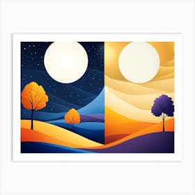 DAY AND NIGHT VECTOR ART 1 Art Print