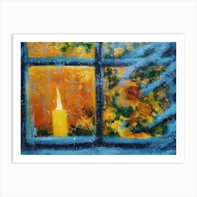 Candle In The Window Art Print