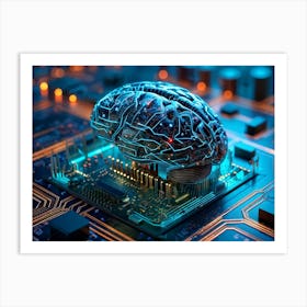 Abstract Concept Of A Brain Resembling An Intricate Circuit Board With Neural Lines Crisscrossing A 2 1 Art Print