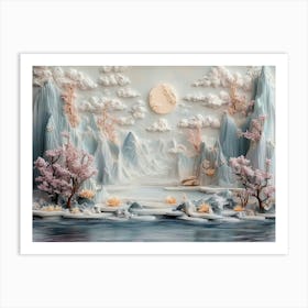 3d Floating Islands and Ethereal Flora Art Print