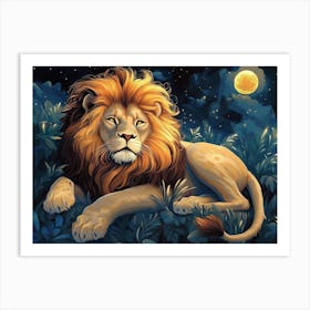 Fantasy Illustration Of A Wild Animal Lion 4 Art Print