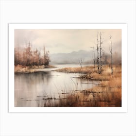 A Painting Of A Lake In Autumn 21 Art Print