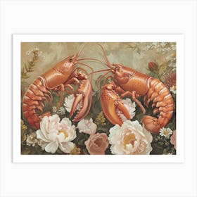 Floral Animal Illustration Lobster 1 Art Print