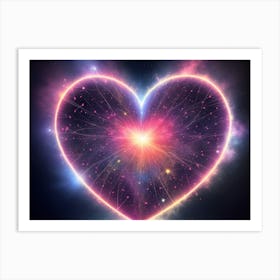 A Colorful Glowing Heart On A Dark Background Horizontal Composition 19 Art Print