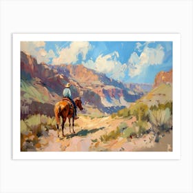 Cowboy In Red Rock Canyon Nevada 3 Art Print