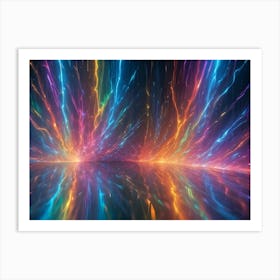 Abstract Image Of A Glowing, Colorful Aurora Borealis With Streaks Of Blue, Pink, And Orange Light Art Print